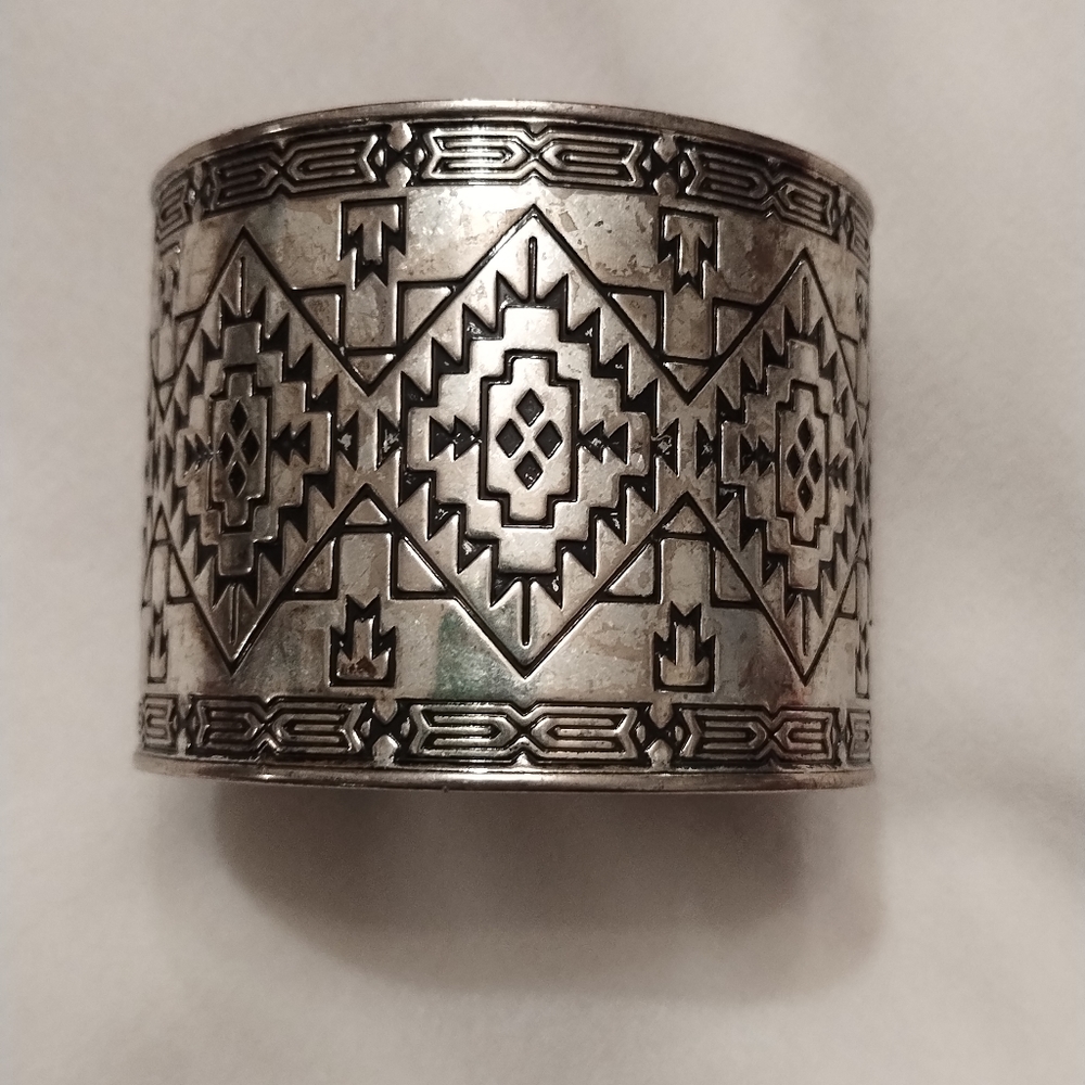 Silver Embossed Cuff Bracelet
